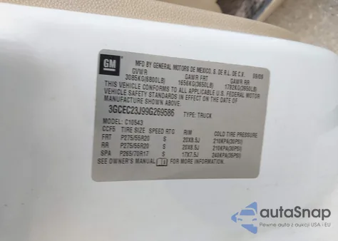 2009 Chevrolet Silverado 1500 Lt из США, поврежденный, VIN 3GCEC23J99G269586